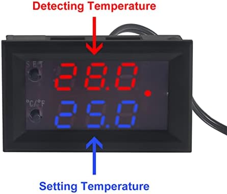 DWEII 5PCS DC12V W1209WK CONTROLADOR DE TEMPERATURA Termostato digital programável ℃/℉ -50-110 ° C Módulo de controle de temperatura Vermelho Exibição azul com sensor NTC de 30 cm