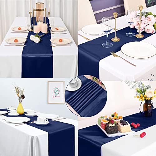Pacote de mesa de cetim de 10 pacote corredor de 12 x 108 Long Marinha azul premium corredor sedoso e suave retângulo e mesa