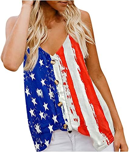 Narhbrg Women Button Down Tops Tops American Flag Camise