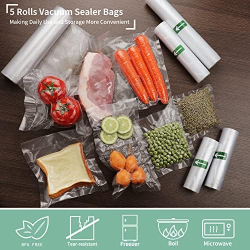 Bolsas de selador de vácuo de mozing, rolos de saco de vedação de alimentos de nível comercial, sacos de economia de refeição