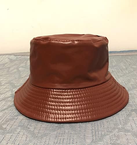 Unissex retro moda pu PU couro chapéu chapéu de pescador chapéu reversível sólido chapéu de sol para homens mulheres…