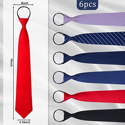 Geyoga 6 peças Zipper laços para meninos meninas homens homens pré -amarrada gravata gravata para uniformes escolares