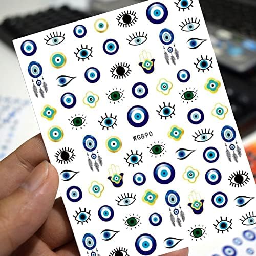 Eyes Unh Nail Art Stickers, Decalques de unhas de olho engraçado 3D Design de arte de unhas auto-adesivas, adesivo de unhas de