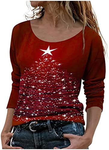Camisas de inverno para mulheres Crewneck Camisas Feliz Natal Classic Plus Size Womens Christmas Sweatshirt
