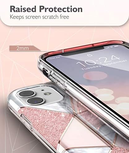 VENA MELANGE MARBEL CASO COMPATÍVEL com Apple iPhone 11, capa de pára -choques com brilho e elegante - Rose Gold