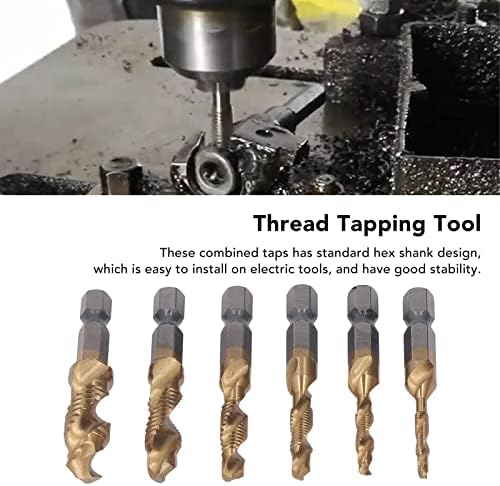 Jeanoko Spiral Flute Drill Taps, 6pcs fáceis de instalar à prova de ferrugem de alta velocidade de aço de toque para processamento de roscas