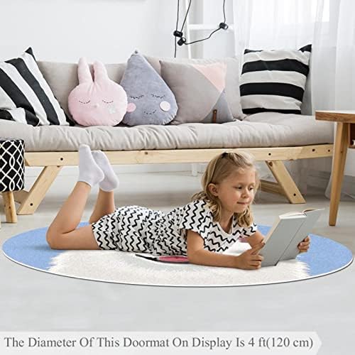 Llnsupply Kids Rug 5 pés grandes tapetes de área redonda para meninos meninos - Samoiou o cachorro do amigo, decoração de casa Deconfulable Child Child Play Floor Atividade tapete