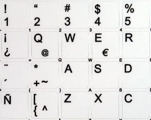 Etiquetas de teclado branco não transparentes da América Latina Espanhola para desktop, laptop e caderno