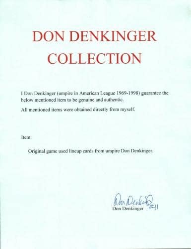 Chicago 25/3/98 Baseball Origd Game Usado Cartas de linha do árbitro Don Denkinger - MLB Game Usado Cartas de linha usadas