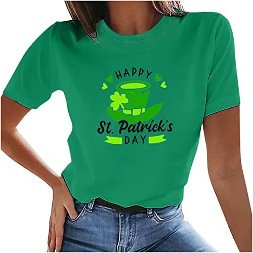 Tees vintage para mulheres verão 2023, feminino engraçado St Saint Patricks Day Tunic Short Summer Summer Basic Casual Tops