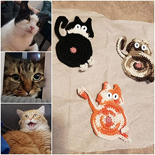 Coasters de bunda de gato, montanhas -russas para bebidas decoração em casa decoração personalizada coantagem de crochê