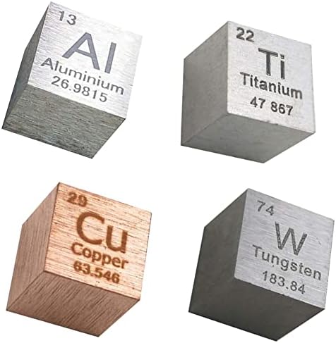 Cubo do elemento Goonsds - conjunto de 4 densidade de metal cubest incluem tungstênio de cobre de titânio de alumínio para