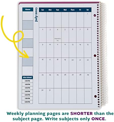 2023-2024 Planejador Acadêmico, uma ferramenta para gerenciamento de tempo, diariamente, agenda escolar semanal e mensal