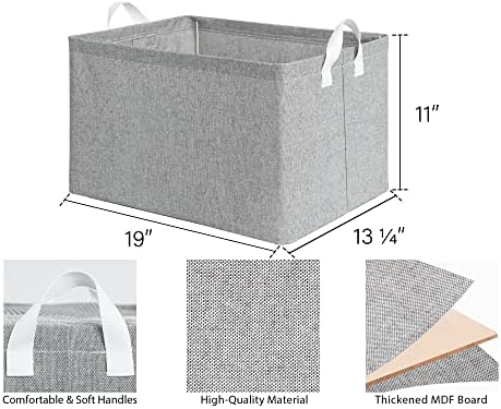 StorageWorks 45L Bins de armazenamento de tecido extra grandes com alças de tecido, cestas de armazenamento para organização, cesta de lavanderia grande, 2 pacote, cinza