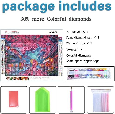 Vonbor Landscape Diamond Painting Kits para adultos e crianças iniciantes, arquitetura Arte de diamante para adultos Furrada