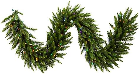 Vickerman 9 'Camdon Fir Artificial Christmas Garland, Mini Luzes LED multicoloridas - Garland Faux Holiday - decoração da casa sazonal interna