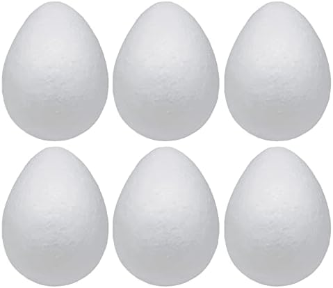 Ovos de espuma de crafjie 6pcs 6 polegadas de 6 polegadas de artesanato branco ovos de poliestireno liso para a primavera Halloween