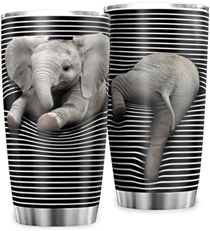 Ynbuyouzhong elefante de 20 onças de copo com tampa de elefante engraçado elefante a vácuo de água com isolamento de água dupla de parede dupla 20 oz canecas elefante elefante selvagem viagens de café xícaras de café xícaras de café xícaras