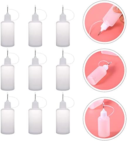 Zerodeko 9pcs garrafas de agulha de plástico translúcida recipientes líquidos líquidos de garrafa de precisão Garrafas de