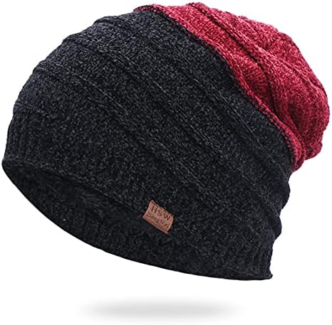 Gorro de gorro desleixado no pescoço mais quente cachecol de lã quente gorros algemados de inverno homens homens térmicos linham