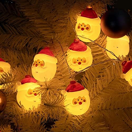 Christmas Decorativa Papai Noel Luz LED, luz de neve, luz da campainha, Papai Noel Clause 10 pés 20 LEDs, luzes decorativas de Natal, bateria operada para árvore