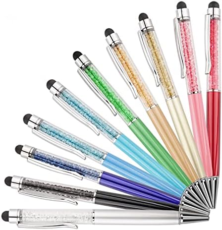 Caneta esferográfica bling caneta de cristal caneta caneta de toque caneta caneta de toque com recarga de reposição Dicas de borracha para iPhone iPad Kindle Touchscreen Dispositivos 10pcs escrevendo caneta