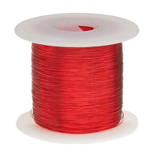 Fio de ímã, fios de cobre esmaltados pesados, 27 awg, 2 oz, 196 'comprimento, 0,0161 diâmetro, vermelho