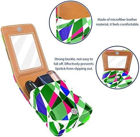 Caixa de batom de Oryuekan, bolsa de maquiagem portátil fofa bolsa cosmética, organizador de maquiagem do suporte do batom, padrão de linhas abstratas verdes padrão