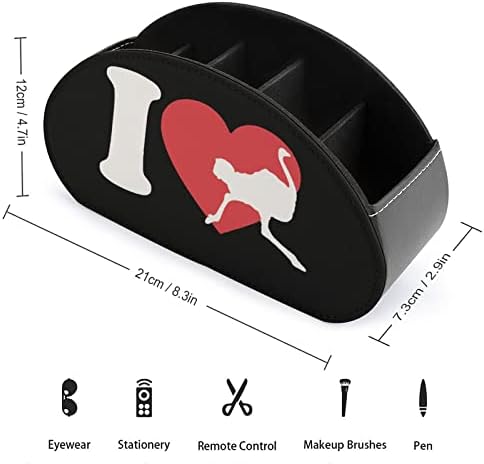 I Heart Love Love Avestrich TV Remote Control Setors Moda de couro Organizador da área de trabalho com 5 compartimento