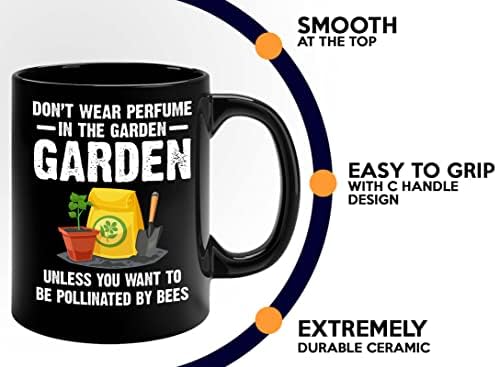 Caneca de café de jardineiro 11oz preto - não use perfume - planta lady jardinagem fotossíntese colheitadeira cultivador