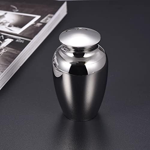 YHSG Ashes Souvenir Urn Pet Human Ashes Titanium Steel Funeral Coffin Angel Memorial Jar, Silver, 45x70mm