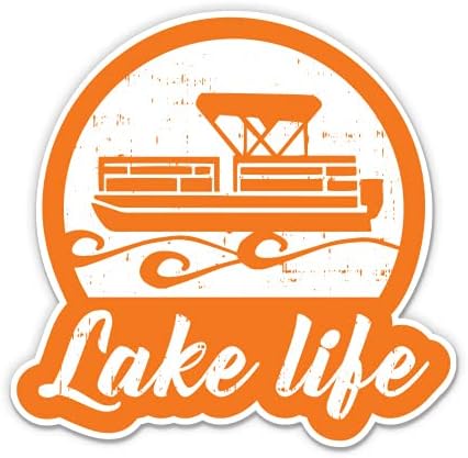 Lake Life Pontoon Boat - adesivo de vinil de 3 - para laptop para laptop para laptop water garrafa - decalque à prova d'água
