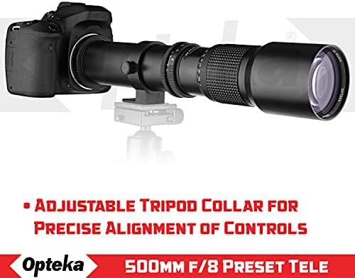Opteka 500mm/1000mm f/8 lente telefoto manual compatível com a Canon EF-Mount EOS 90D, 80D, 77D, 70D, 60D, 60DA, 1DS, Mark III II