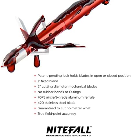 Bloodsport Nitefall Hunting Depudo traseiro Hybrid Mechanical Broadhead para arcos e bestas compostos - 100 grãos |