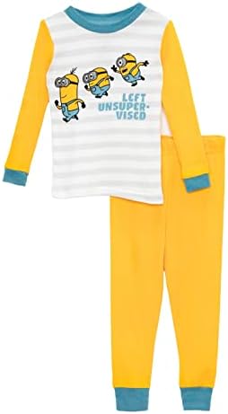 Prestigez Minions Boys 4 peças Pijama de algodão conjunto de mangas compridas e calças de dormir