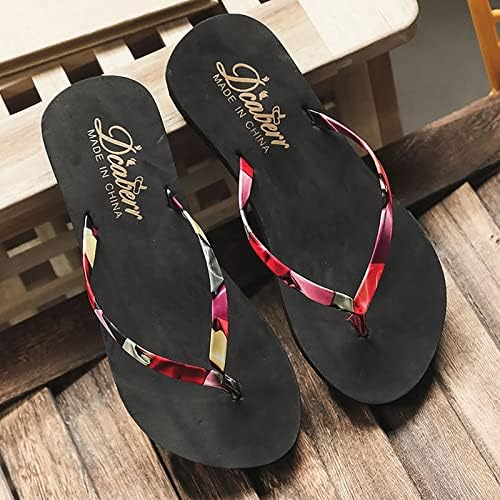 Waserce Ladies Platform Wedge Flip Flop Dreesy Sandals, Sandálias de calcinha confortável com suporte de arco, sandálias Lightwigh