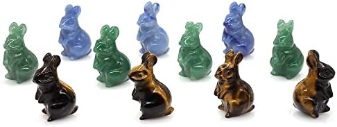 HXSCOO 1,5 Rabbit Stone Escultura Feliz Cura Animais de Cristalas Estátua Decoração de Casa Natura