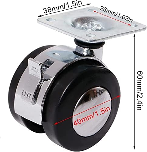 Roda de rodízio de Lumecube 40 mm, rodas de mamona em movimento, lançador de substituição de móveis, lançador industrial para DIY, carregamento de carregamento de 100 kg.