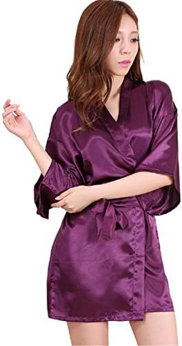 Andongnywell Women Solid Color Setin Robe Vestro