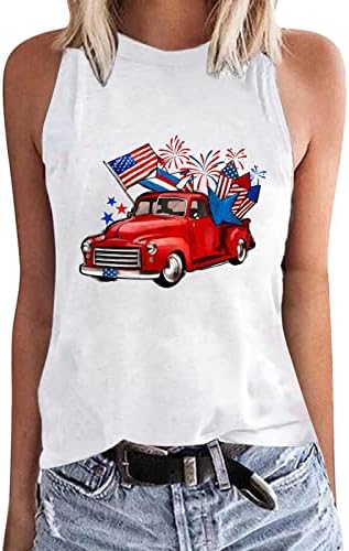 4 de julho Tampo de tanques para mulheres bandeira dos EUA Summer Summer Casual mangas camisetas estrelas listradas tampas atléticas