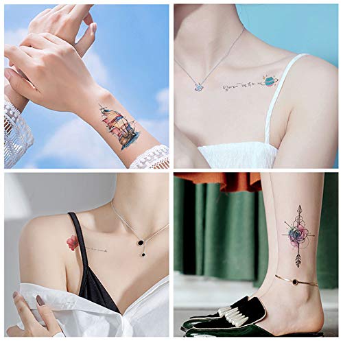 Ooopsiun 28 folhas de tatuagens temporárias à prova d'água para mulheres meninas e homens, Flower Cat Rabbit Tattoo temporário