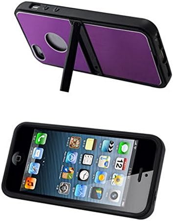 Capa de protetor metálico de Reiko para iPhone 5 com kickstand bidirecional - embalagem de varejo - roxo