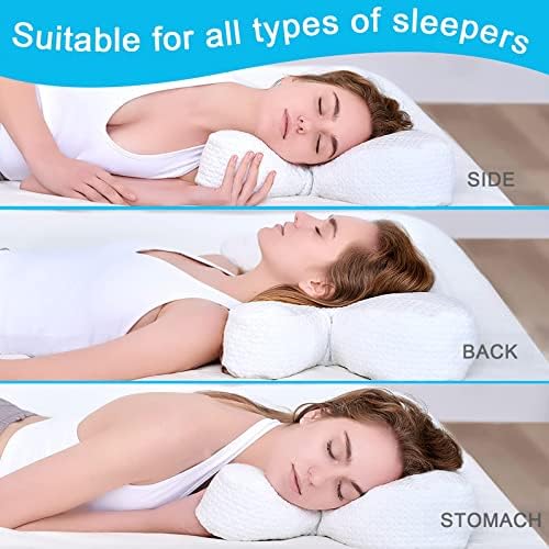 Cuzep clieey lateral traseiro de estômago travesseiros anti -rugas envelhecidas em gel espuma de memória ralada para alívio da dor no pescoço para dormir