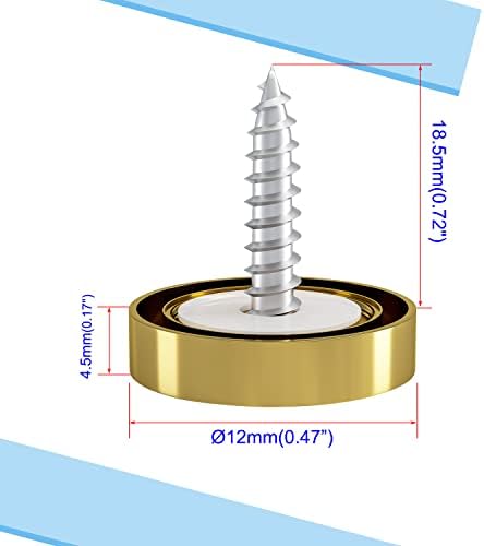 Tampa de parafuso de espelho de AOPIN, parafusos decorativos Fixadores de parafusos para sinais/publicidade pregos/construção de hardware, ouro arco, 12 mm, 2pcs