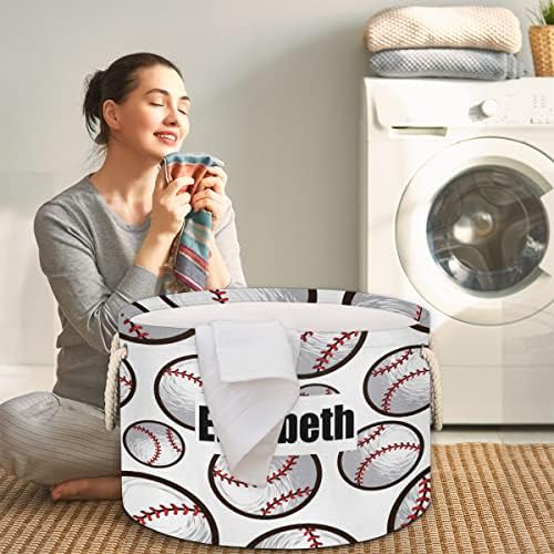 Cestas de lavanderia personalizadas, cesto de lavanderia personalizada com alça, organizador de armazenamento de cestas de roupas para roupas sujas, beisebol de brinquedos