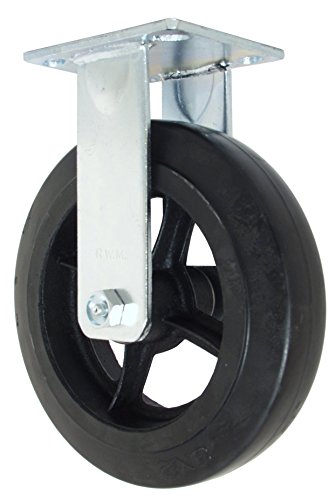 RWM Casters 46 Série Caster, rígido, borracha na roda de ferro, rolamento de rolos, capacidade de 350 libras, diâmetro de roda