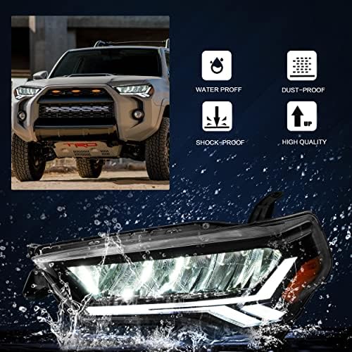 VLAND LED FARCKS COMPATÍVEL COM 2014-2021 TOYOTA 4RUNNER, luz frontal com animação dinâmica e iluminação respiratória,