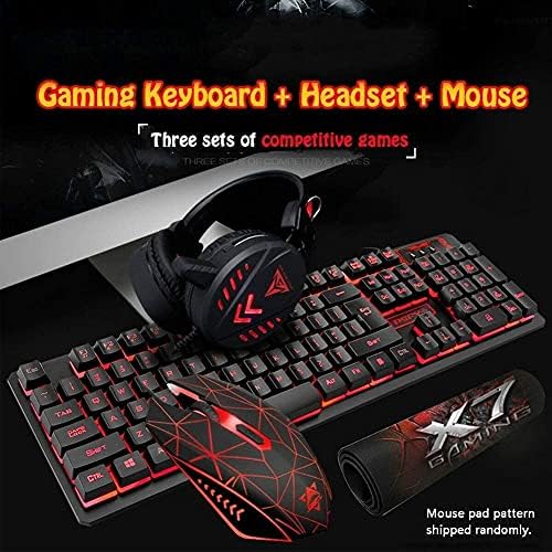 Teclado de jogos de Zhanghong, conjunto de teclado USB Headset para jogos de luz de fundo do mouse