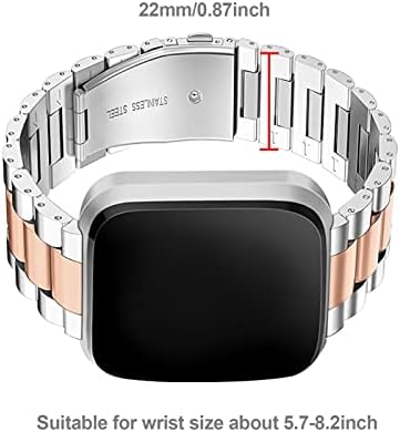 Assista Strap Compatível com Fitbit Versa 2/Versa Edição Especial/Versa/Versa Lite Edition Smartwatch Aço inoxidável