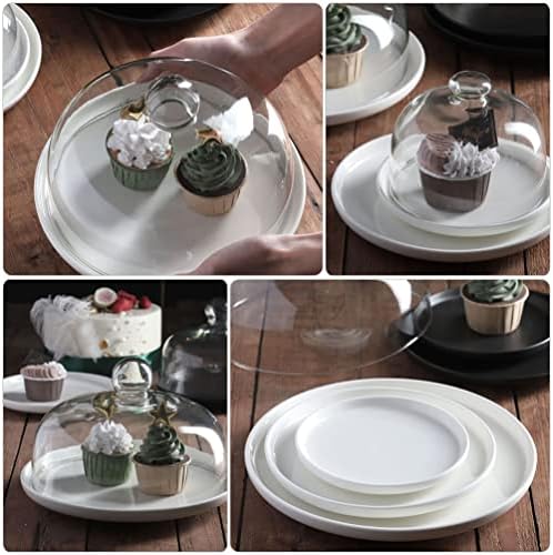Cabilock redondo panelas de bolo de vidro cúpula com tampa de bolo de cerâmica com capa de cúpula servidor de bandeja de bandeja
